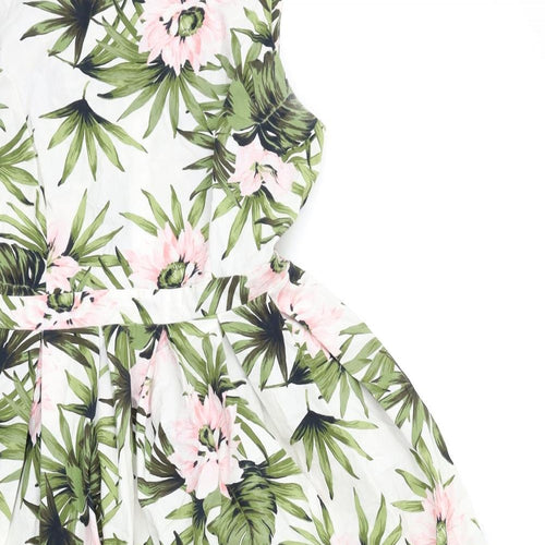 Dorothy Perkins Womens White Floral  Fit & Flare  Size 14