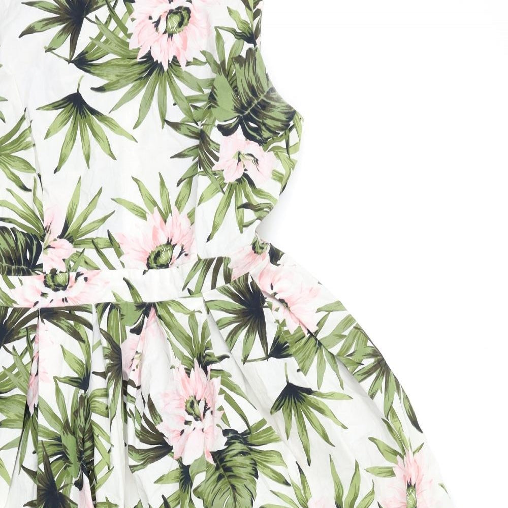 Dorothy Perkins Womens White Floral  Fit & Flare  Size 14