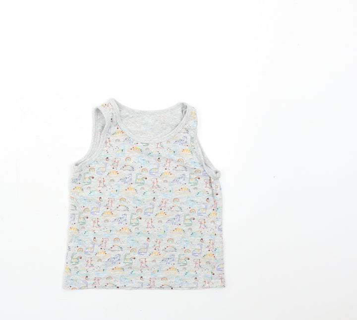 George Boys Grey Animal Print  Basic Tank Size 4-5 Years
