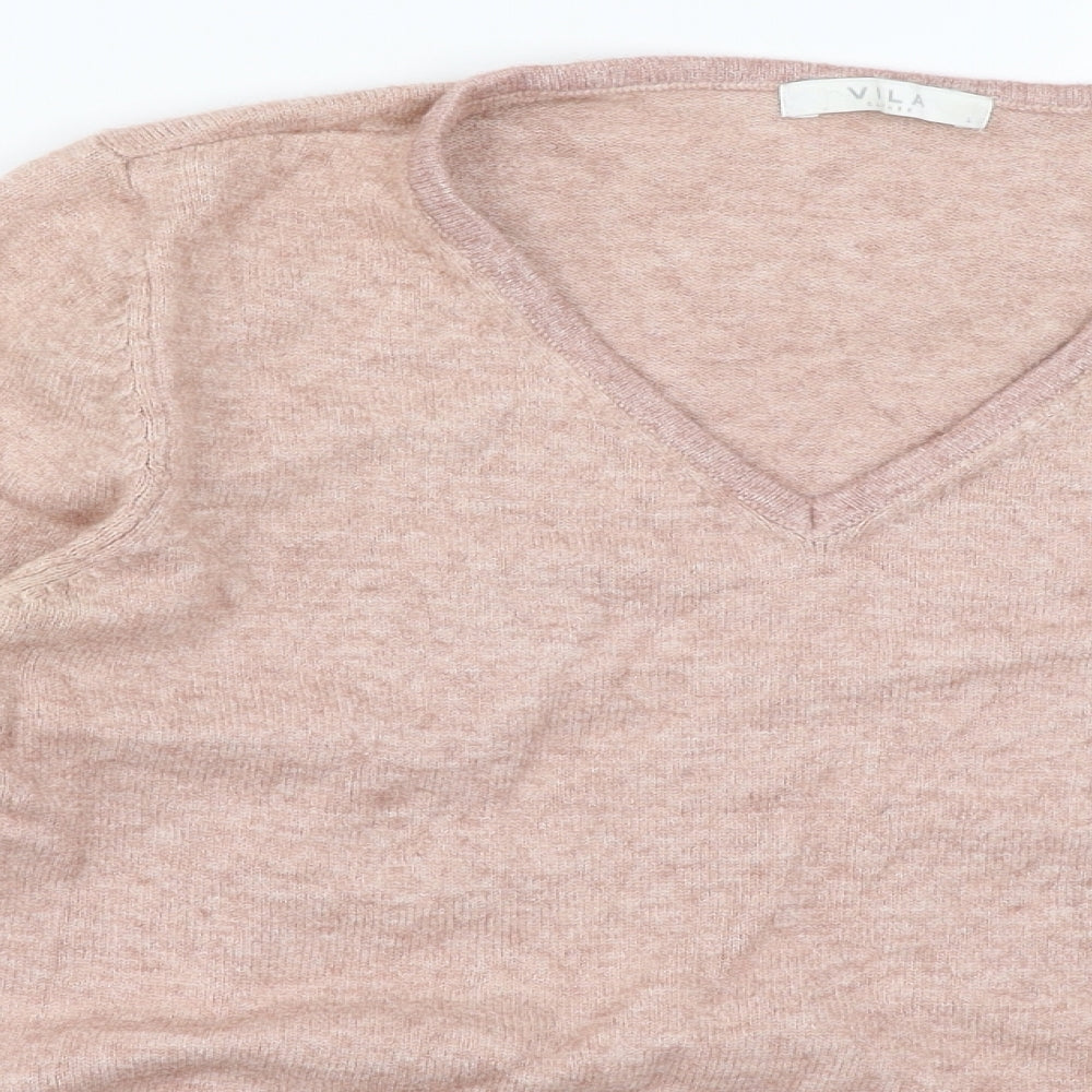 VILA Womens Pink  Knit Pullover Jumper Size L