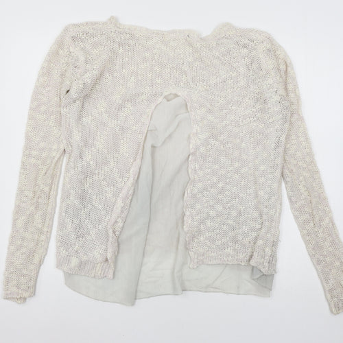 Cherry Womens Ivory  Knit Cardigan Jumper One Size