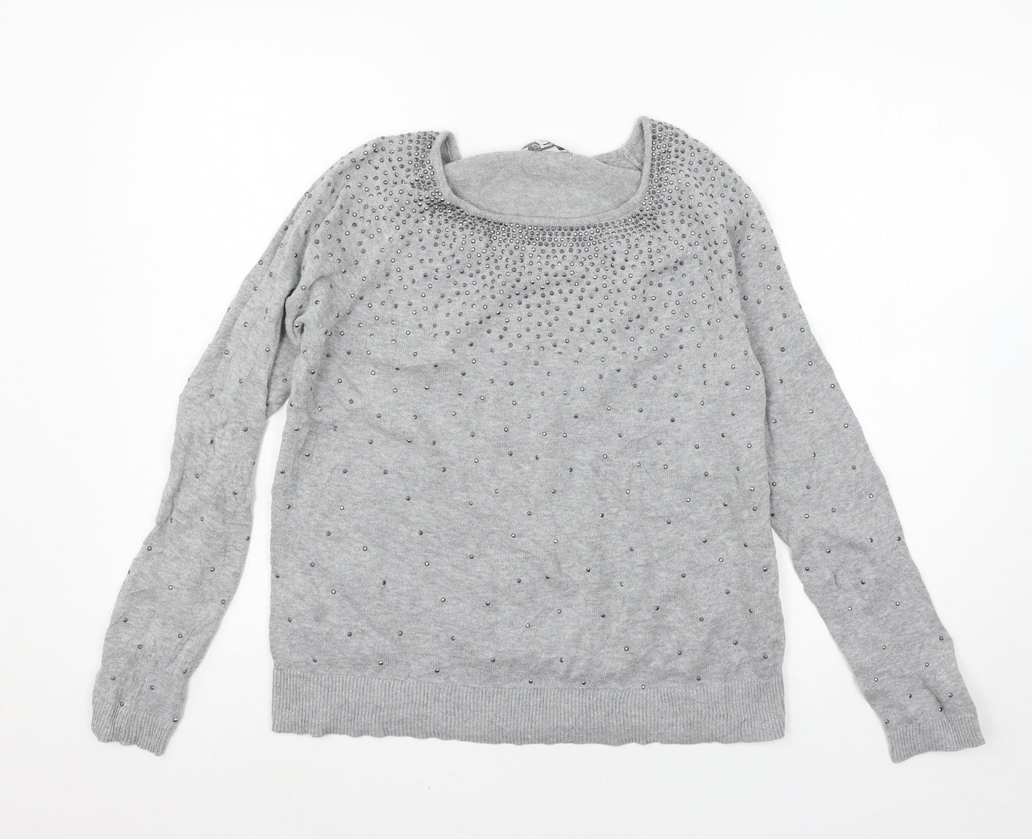 Peacocks Womens Grey  Knit Pullover Jumper Size 12