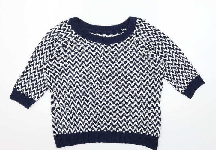 Per Una Womens Black Geometric Knit Pullover Jumper Size 16