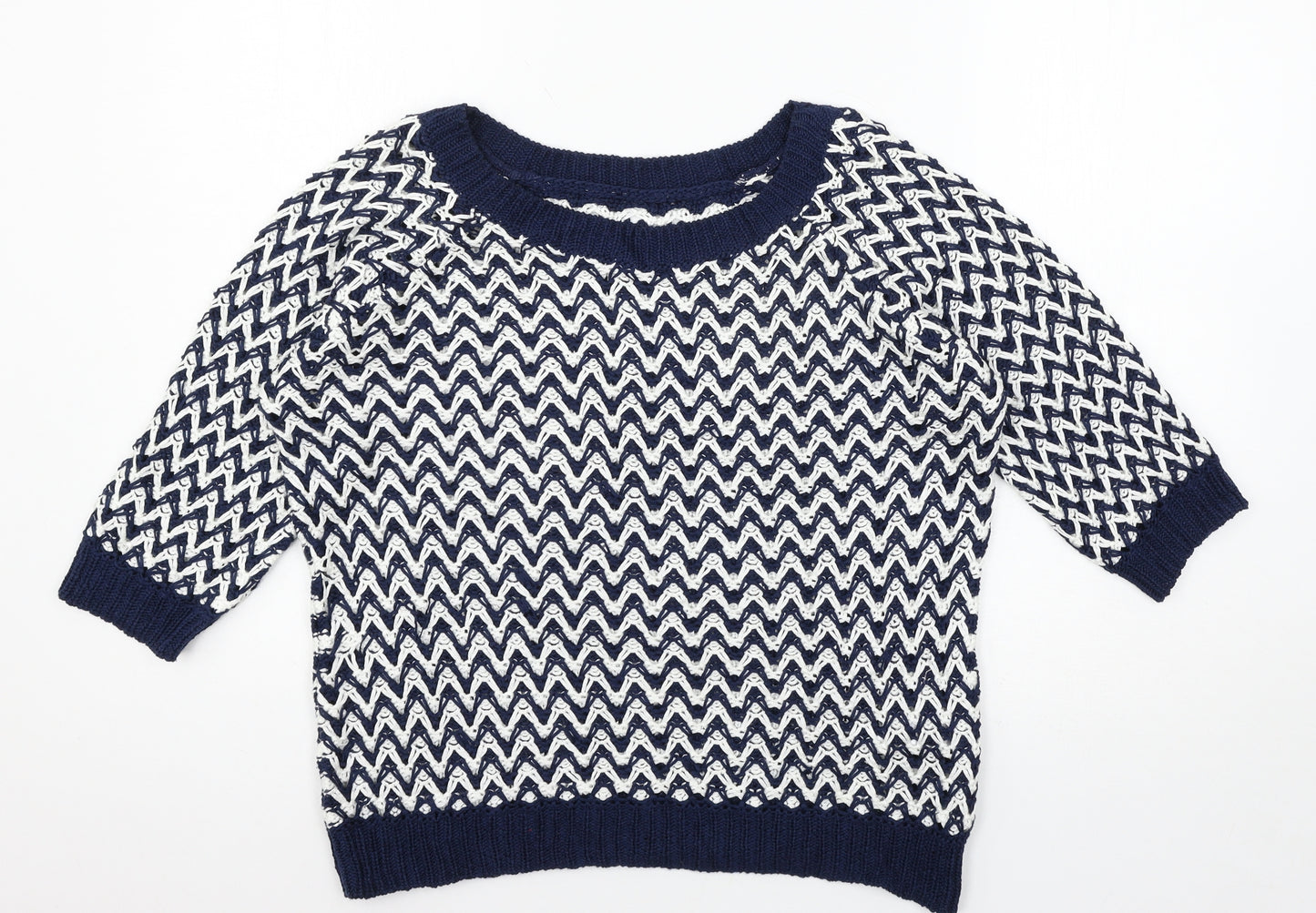 Per Una Womens Black Geometric Knit Pullover Jumper Size 16