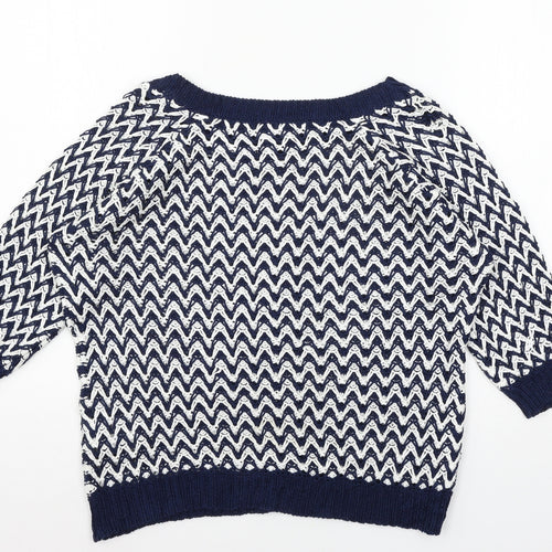 Per Una Womens Black Geometric Knit Pullover Jumper Size 16