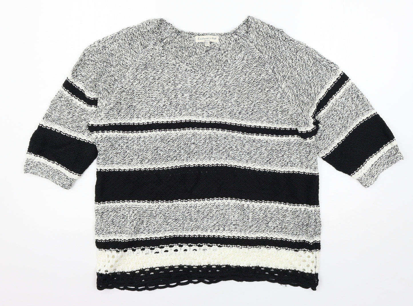 F&F Womens Black Geometric Knit Pullover Jumper Size 10