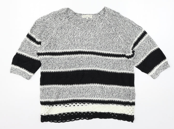 F&F Womens Black Geometric Knit Pullover Jumper Size 10