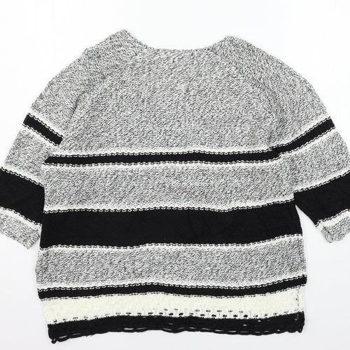 F&F Womens Black Geometric Knit Pullover Jumper Size 10