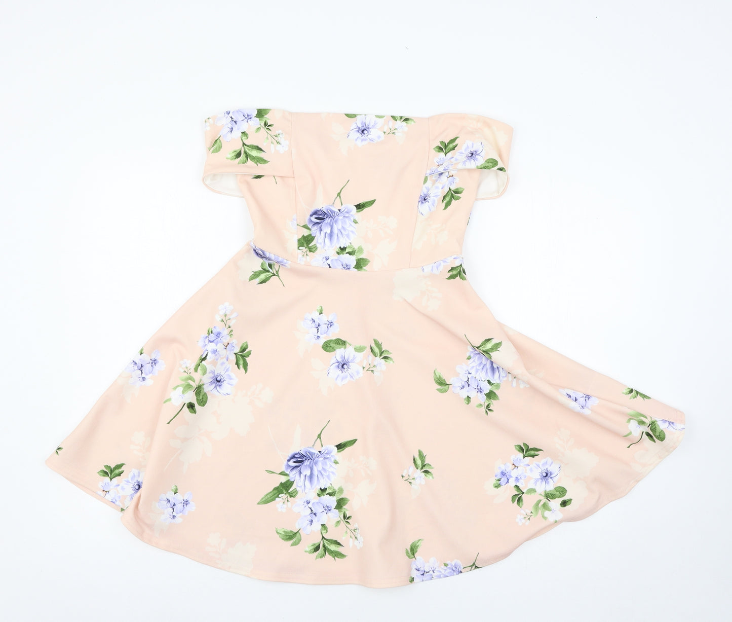 New Look Womens Pink Floral Jersey Skater Dress  Size 8