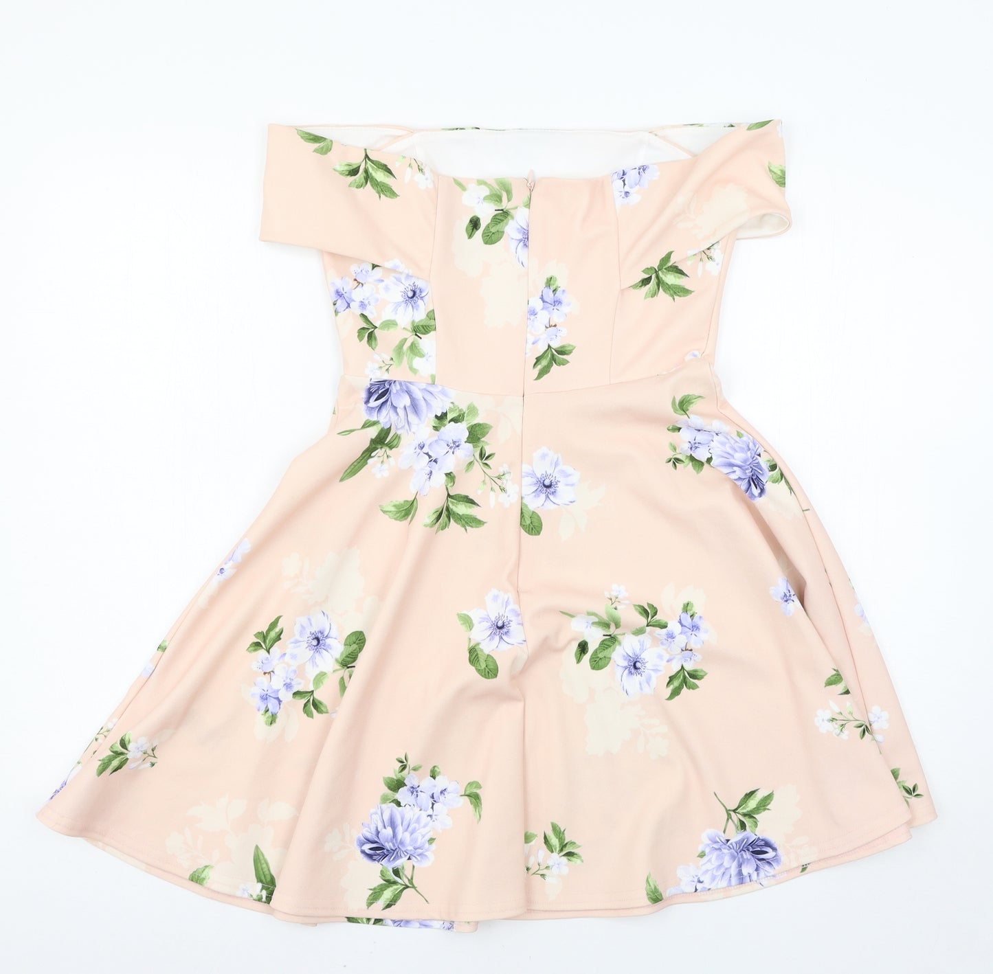 New Look Womens Pink Floral Jersey Skater Dress  Size 8