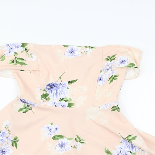 New Look Womens Pink Floral Jersey Skater Dress  Size 8