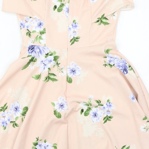 New Look Womens Pink Floral Jersey Skater Dress  Size 8