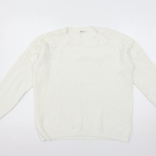 TU Womens White  Knit Pullover Jumper Size 8