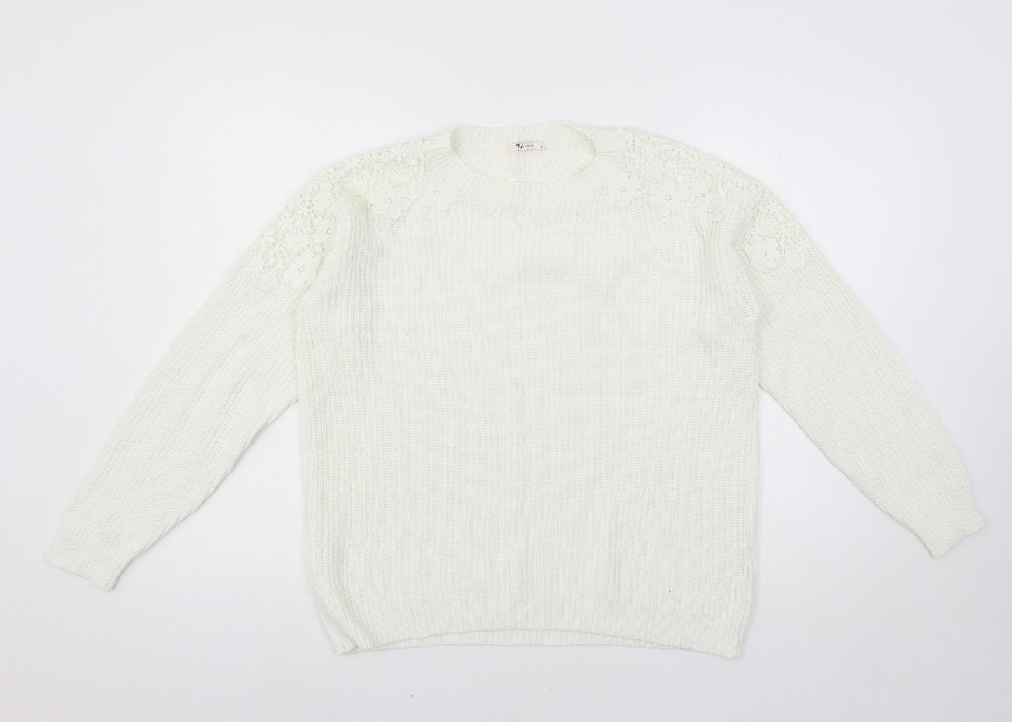 TU Womens White  Knit Pullover Jumper Size 8