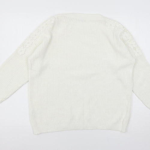 TU Womens White  Knit Pullover Jumper Size 8