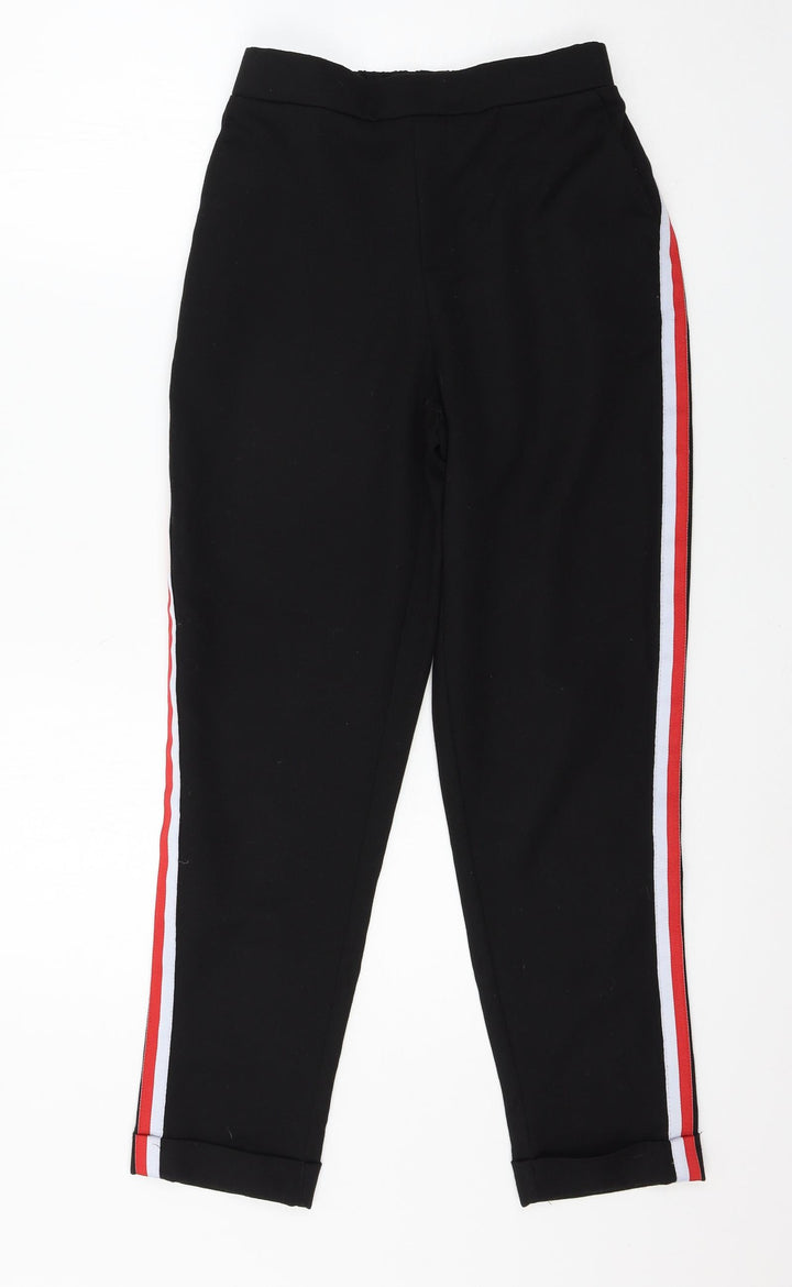 New Look Womens Black Striped Trousers Size 6 L26 in