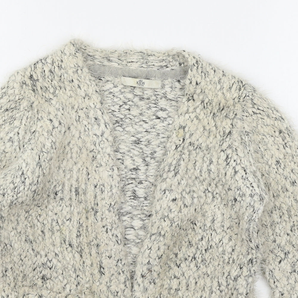 Marks and Spencer Girls Ivory  Knit Cardigan Jumper Size 7-8 Years