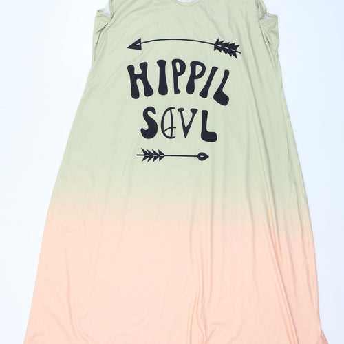 Preworn Womens Multicoloured Geometric Jersey Slip Dress  Size 4XL  - Hippy Fancy Dress