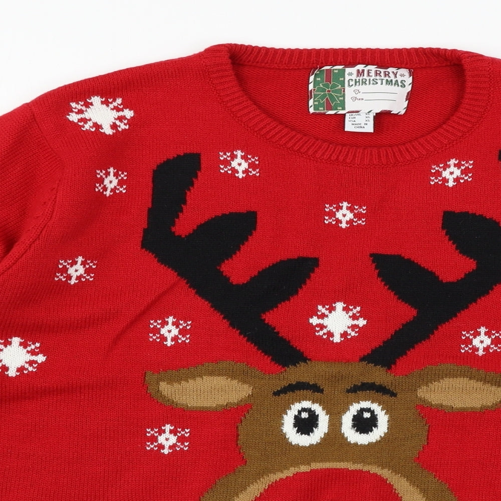 Cedar Wood State Mens Red  Knit Pullover Jumper Size XL  - Rudolph