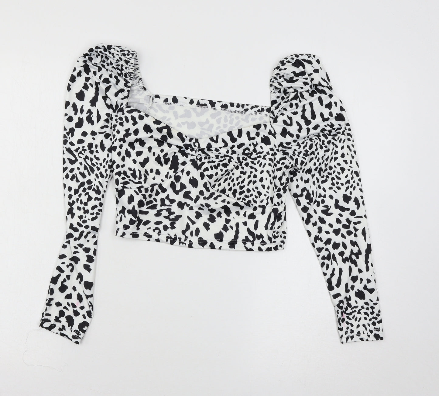 Preworn Womens White Animal Print Jersey Basic T-Shirt Size S