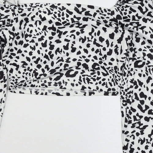 Preworn Womens White Animal Print Jersey Basic T-Shirt Size S