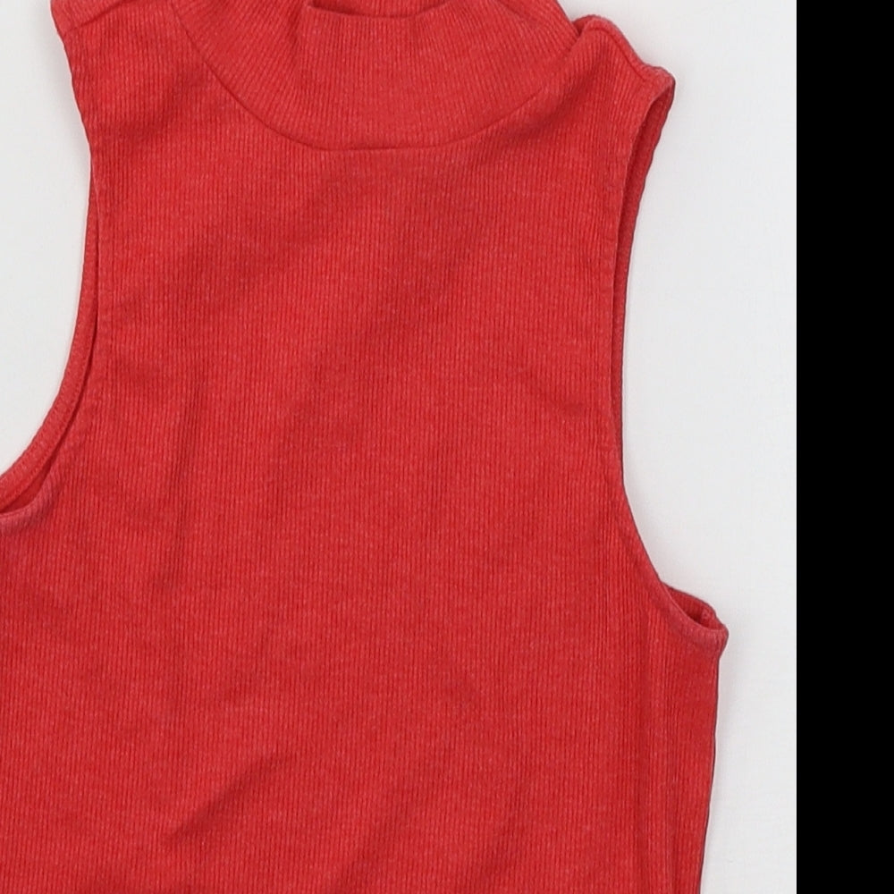 Divided Womens Red  Jersey Basic T-Shirt Size XS