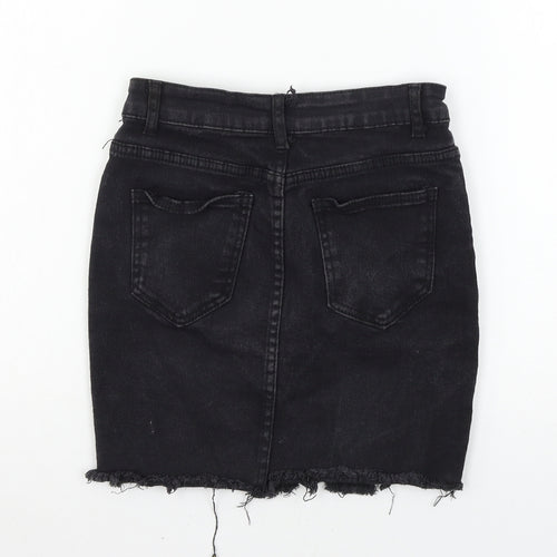 Yu & me Womens Black  Denim A-Line Skirt Size S  - Distressed