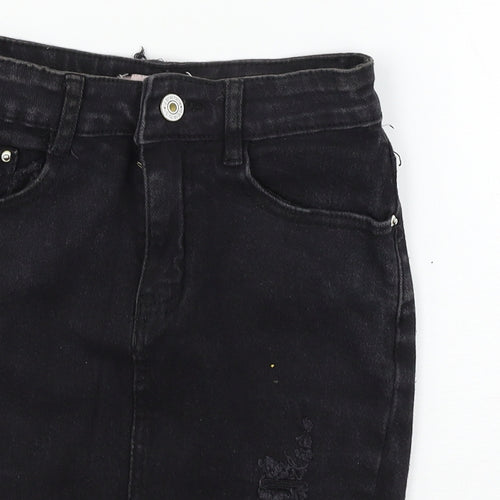 Yu & me Womens Black  Denim A-Line Skirt Size S  - Distressed