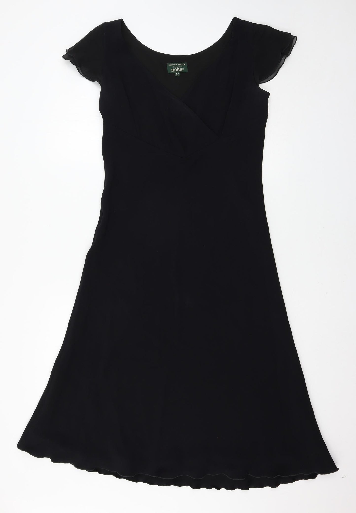 Hobbs Womens Black  Chiffon Slip Dress  Size 12