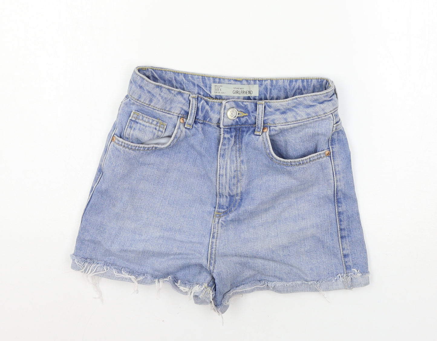 Topshop Womens Blue  Denim Cut-Off Shorts Size 6
