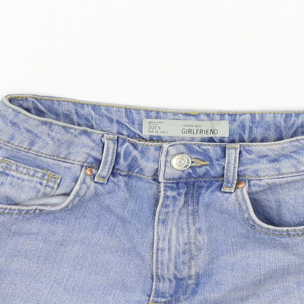 Topshop Womens Blue  Denim Cut-Off Shorts Size 6