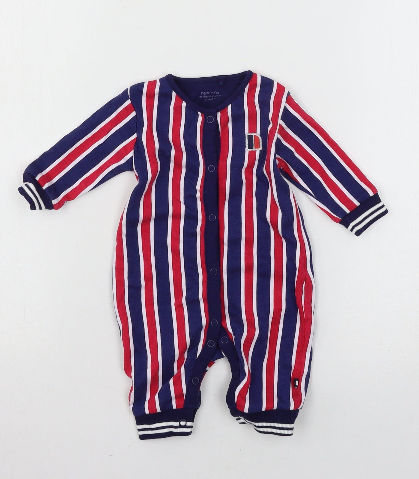 NEXT Boys Blue Striped Jersey Babygrow One-Piece Size 0-3 Months