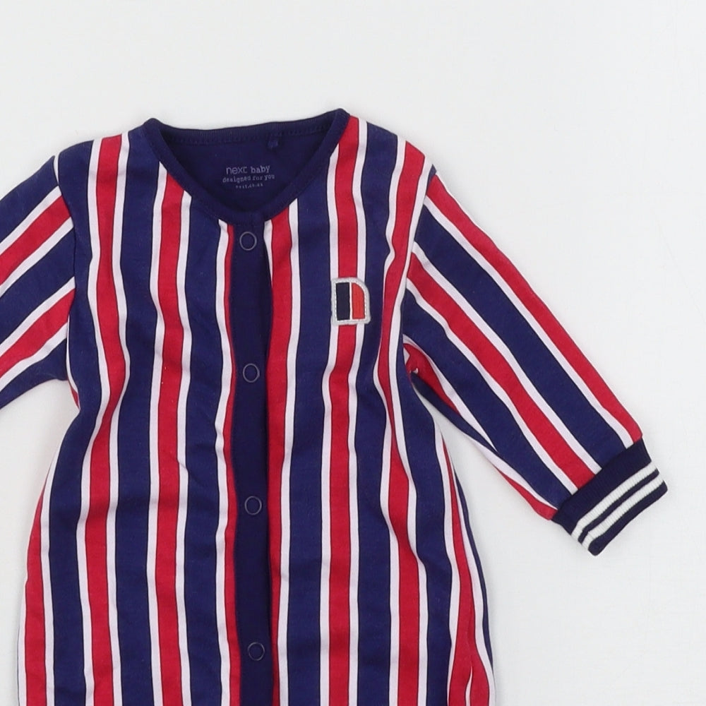 NEXT Boys Blue Striped Jersey Babygrow One-Piece Size 0-3 Months