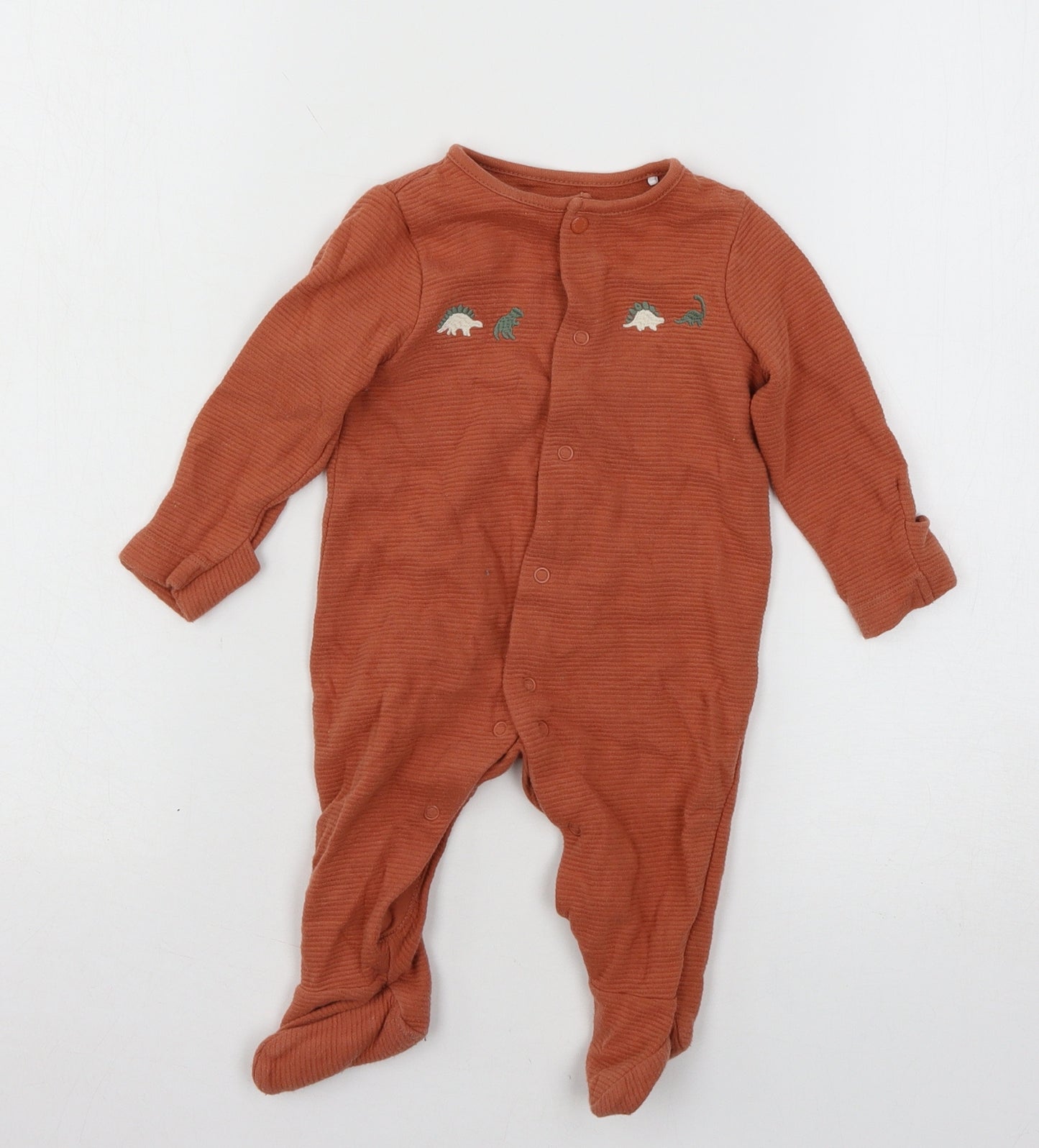 TU Boys Orange  Jersey Babygrow One-Piece Size 3-6 Months  - Dinosaur