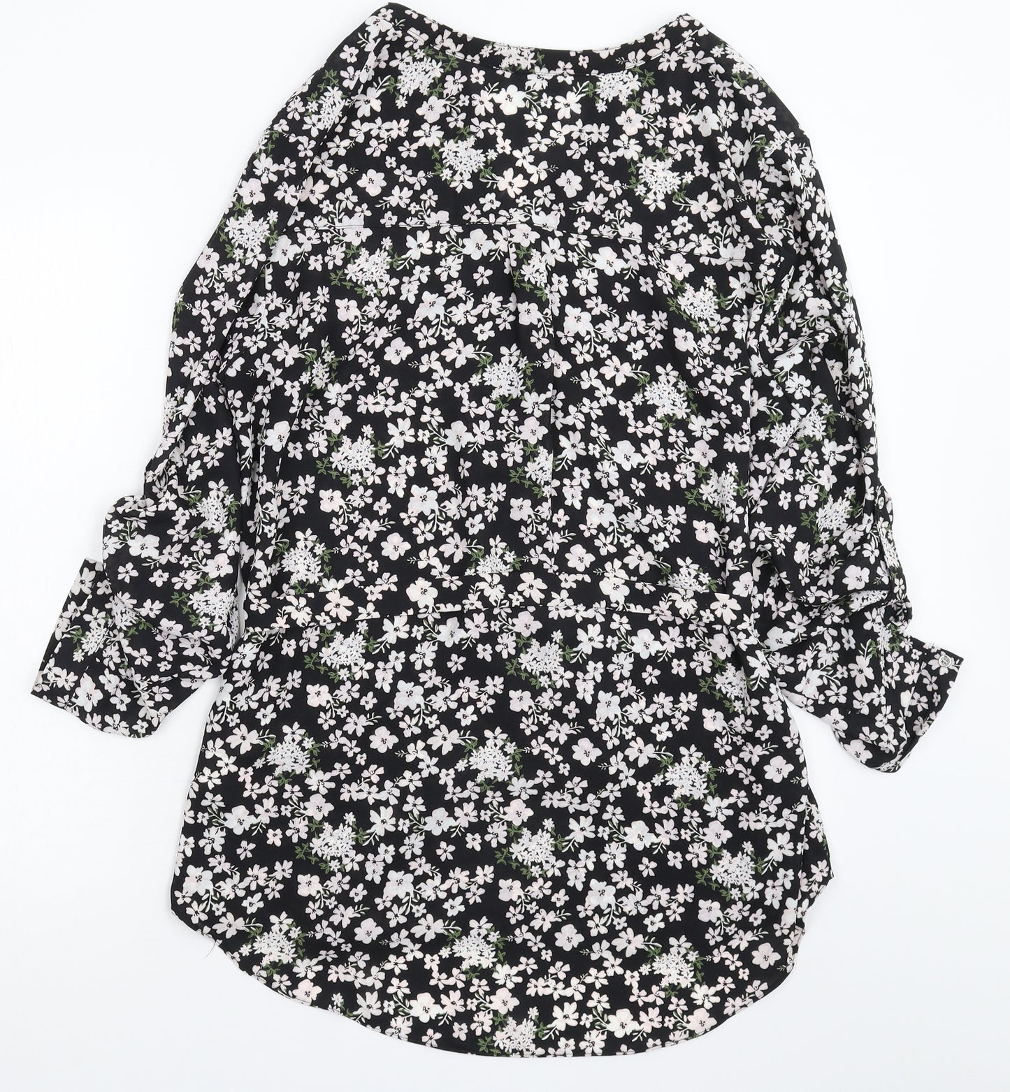 Peacocks Womens Black Floral  Shirt Dress  Size 16