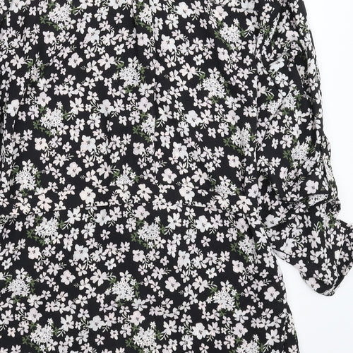 Peacocks Womens Black Floral  Shirt Dress  Size 16