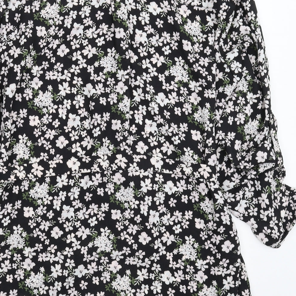 Peacocks Womens Black Floral  Shirt Dress  Size 16