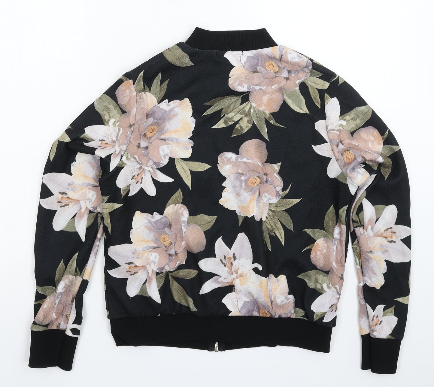 New Look Womens Black Floral  Bomber Jacket Jacket Size 10