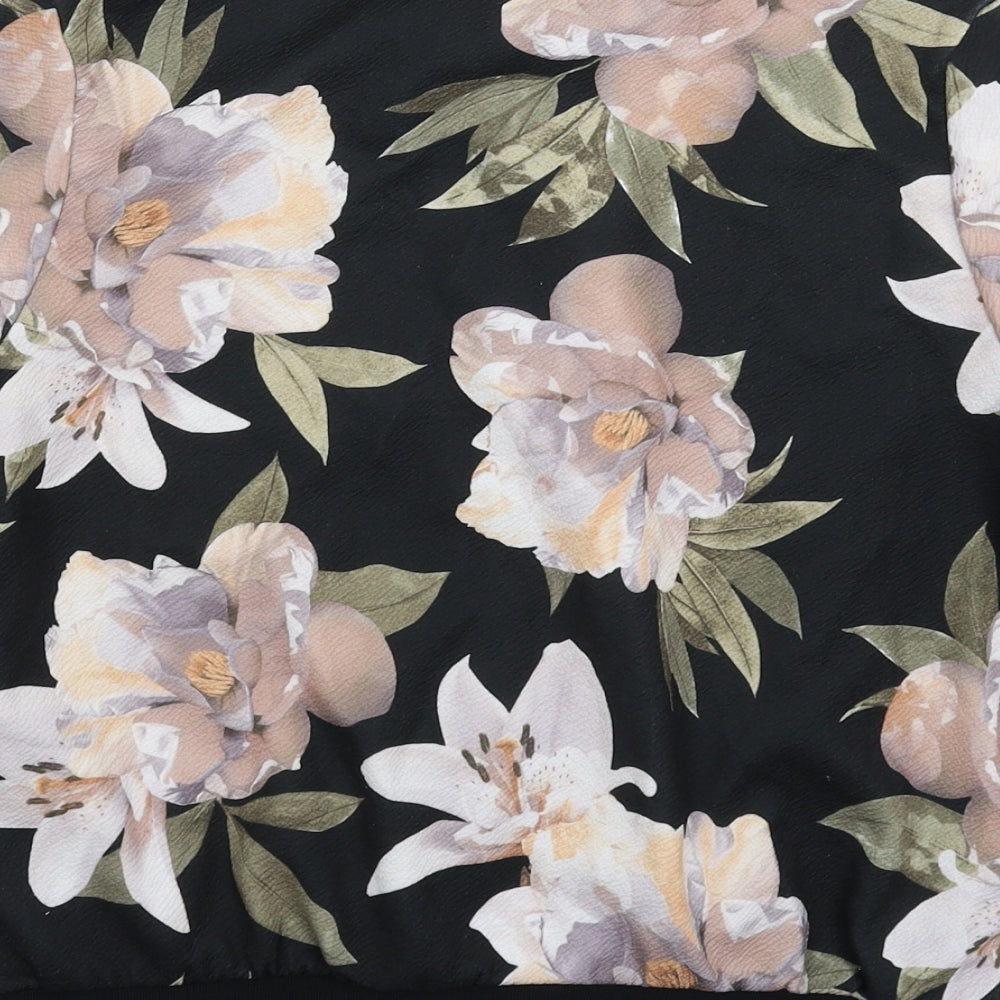 New Look Womens Black Floral  Bomber Jacket Jacket Size 10