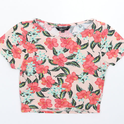 New Look Girls Pink Floral  Cropped T-Shirt Size 14-15 Years