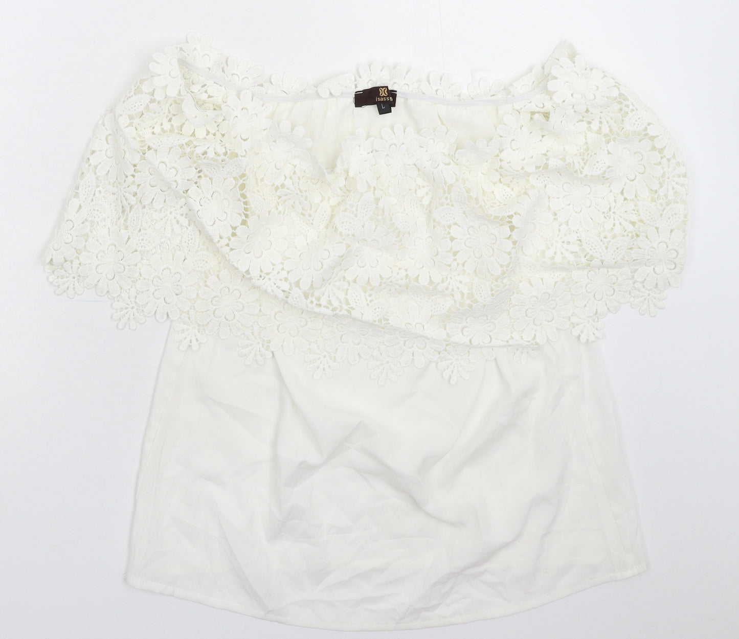 Isassy Womens White   Basic Blouse Size L