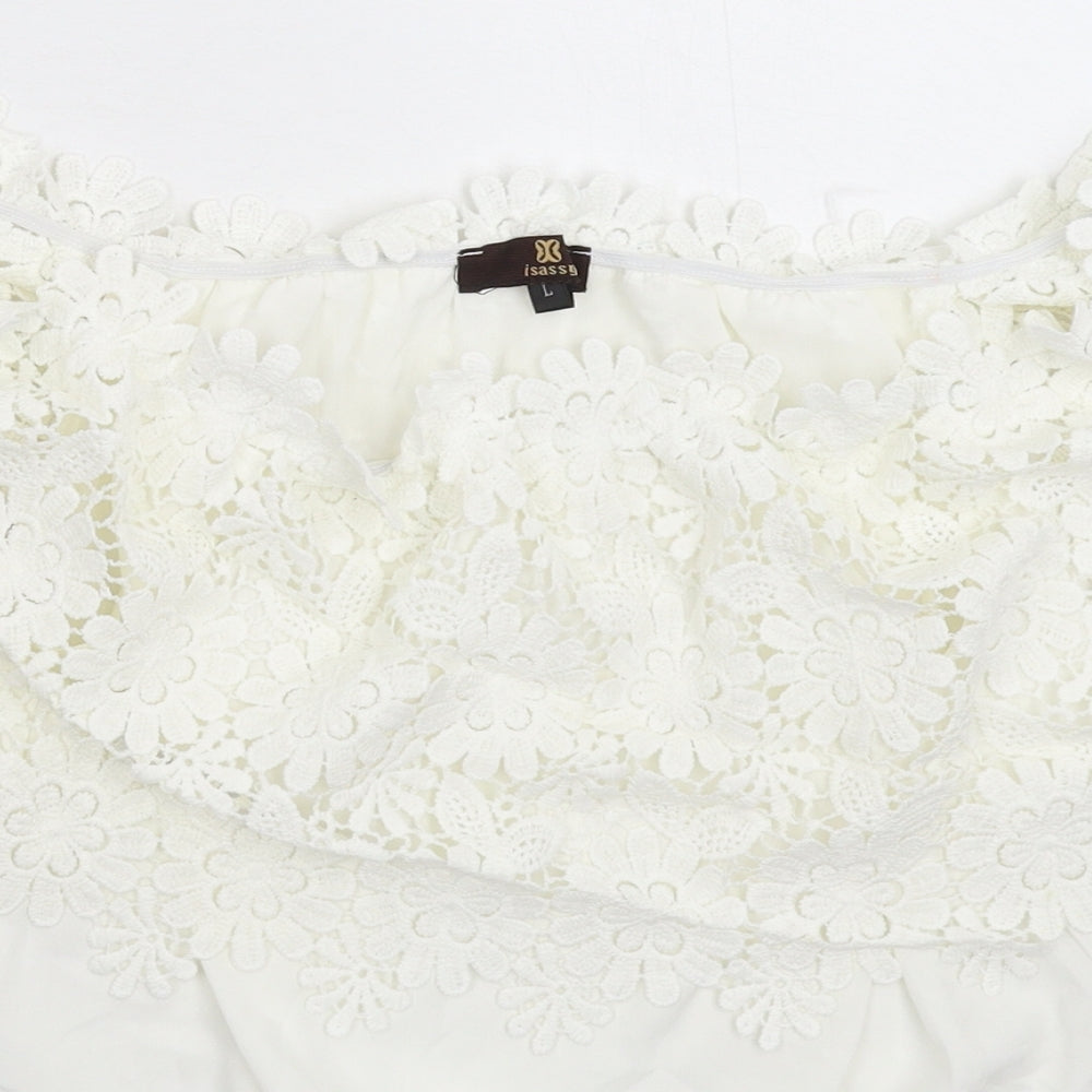 Isassy Womens White   Basic Blouse Size L