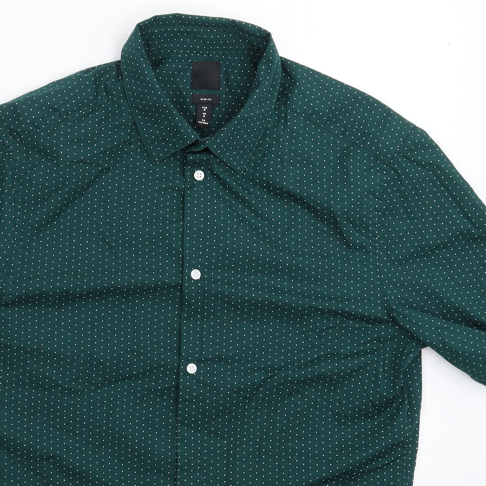 H&M Mens Green    Button-Up Size M