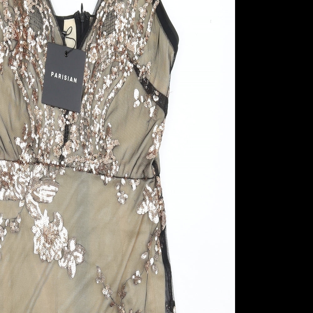 PARISIAN SIGNATURE Womens Beige Floral  Bodycon  Size 8