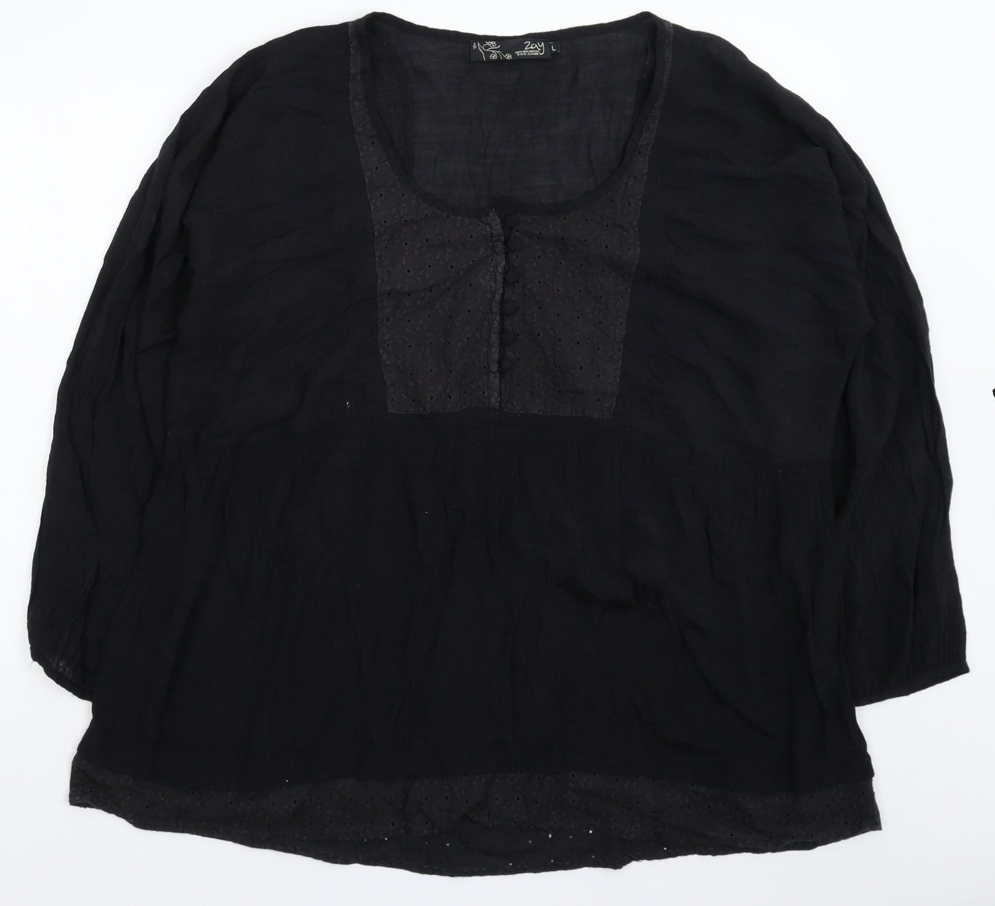 Zay Womens Black   Shirt Dress  Size L