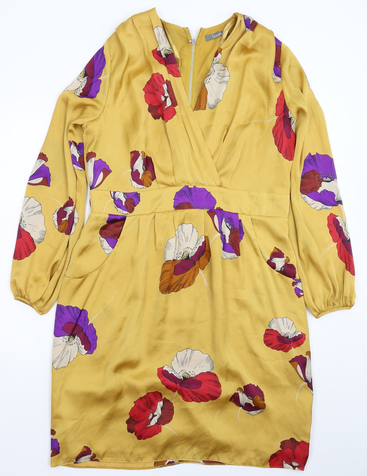 South Womens Gold Floral  Fit & Flare  Size 16