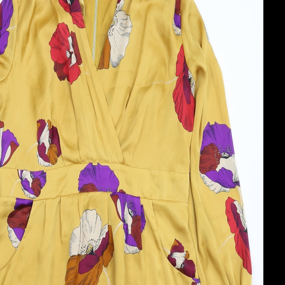 South Womens Gold Floral  Fit & Flare  Size 16