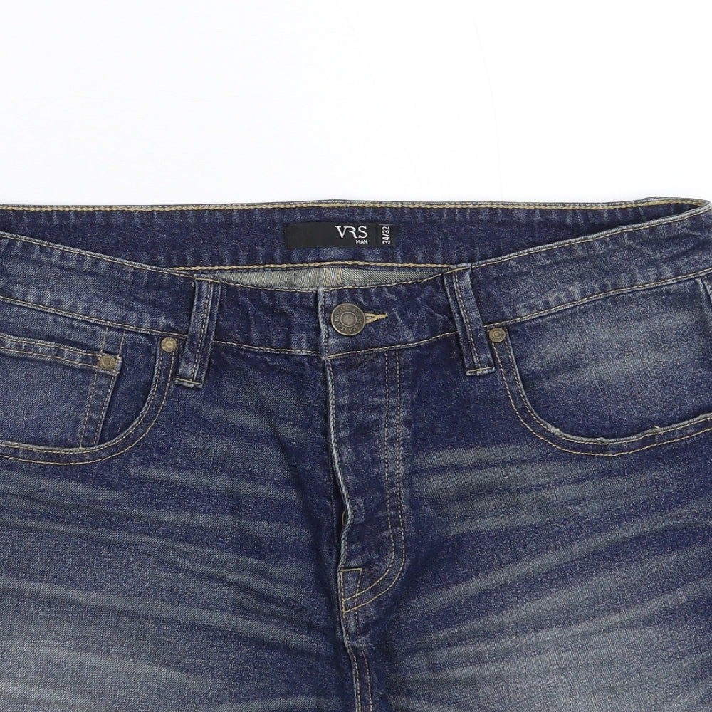 VRS Mens Blue  Denim Bermuda Shorts Size 34