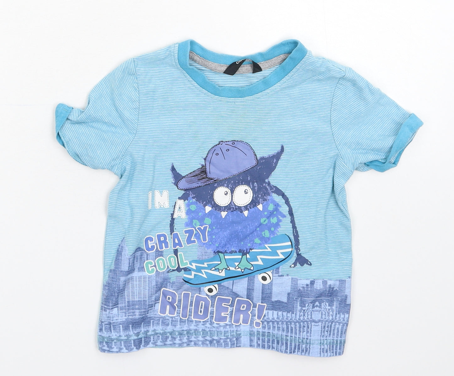 George Baby Blue Striped  Basic T-Shirt Size 18-24 Months