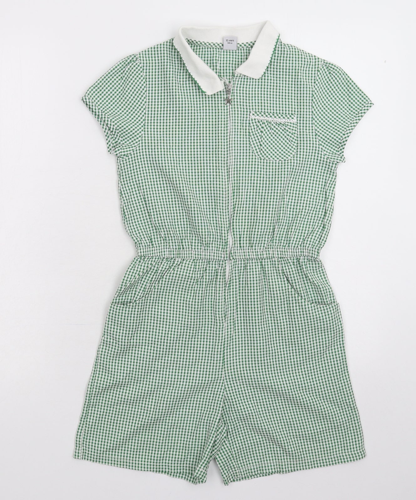 TU Girls Green Check  Jumpsuit One-Piece Size 10 Years  - School